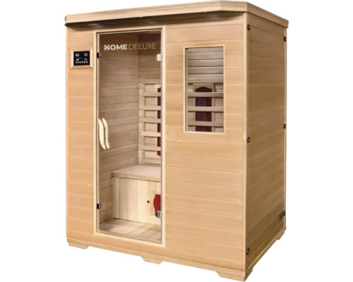 Sauna Home Deluxe en bois avec éléments de commande et éléments en verre