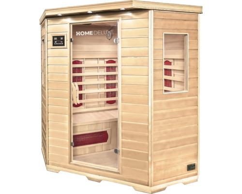 Sauna Home Deluxe en bois avec porte en verre et radiateurs infrarouges