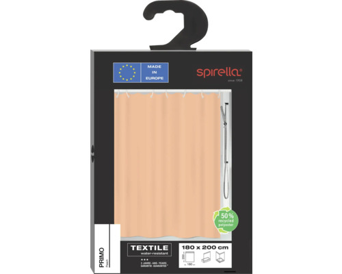 Spirella Duschvorhang Primo, Textil, wasserabweisend, 180x200 cm