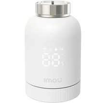 Thermostat de radiateur intelligent Imou avec affichage numérique de la température et de l'état du wifi et de la batterie.