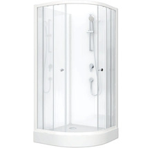 Eckdusche mit Glastüren und Duscharmatur