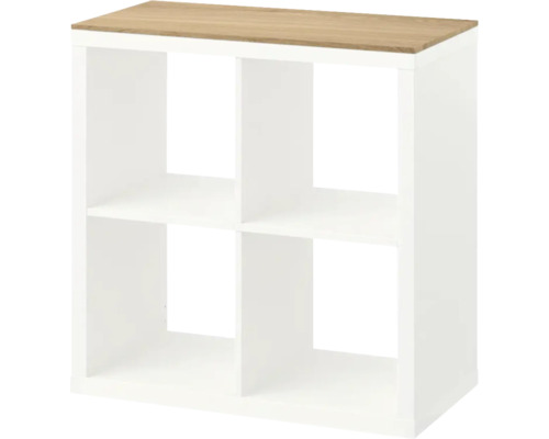 Étagère avec quatre compartiments et plateau en bois