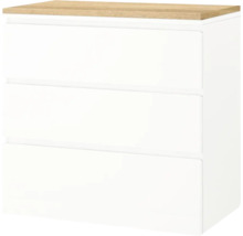 Commode avec trois tiroirs et plateau en bois