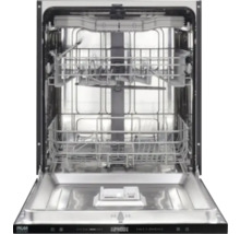 Vue intérieure d'un lave-vaisselle avec panier à vaisselle sorti