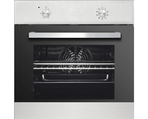 Four encastrable avec réglages de température et de fonction, ainsi qu'un intérieur avec une grille de barbecue.