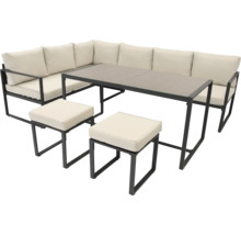 Ensemble de meubles de jardin avec banc d'angle, table et tabourets