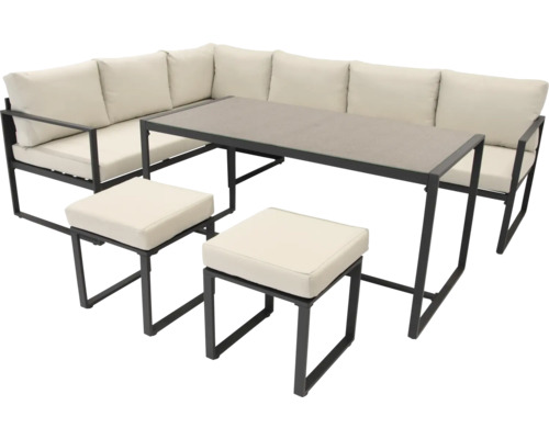 Ensemble de meubles de jardin avec banc d'angle, table et tabourets