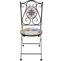 Chaise de jardin avec motif de mosaïque sur l'assise et le dossier