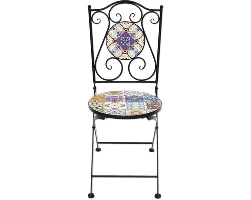 Chaise de jardin avec motif de mosaïque sur l'assise et le dossier