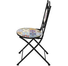 Chaise de jardin pliante avec motif mosaïque sur l'assise et le dossier