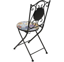 Chaise de jardin pliante avec assise en mosaïque et structure en métal
