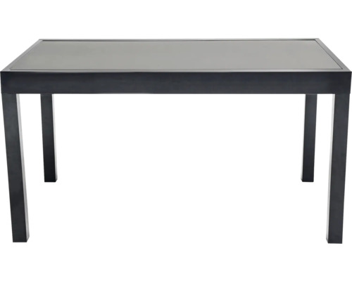 Table rectangulaire avec plateau en verre et quatre pieds