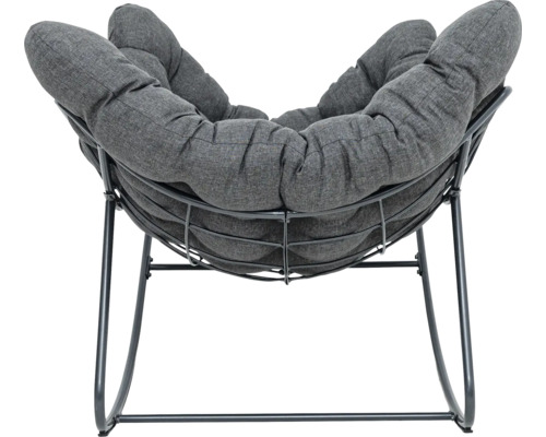Fauteuil lounge gris avec cadre en métal et assise rembourrée