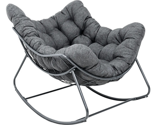 Fauteuil à bascule avec structure en métal et revêtement rembourré