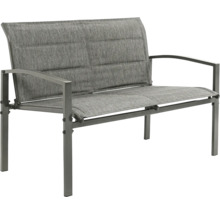 Banc de jardin deux places avec assise et dossier en textile