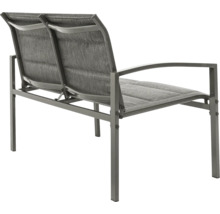 Banc de jardin pour deux personnes avec revêtement textile et accoudoirs