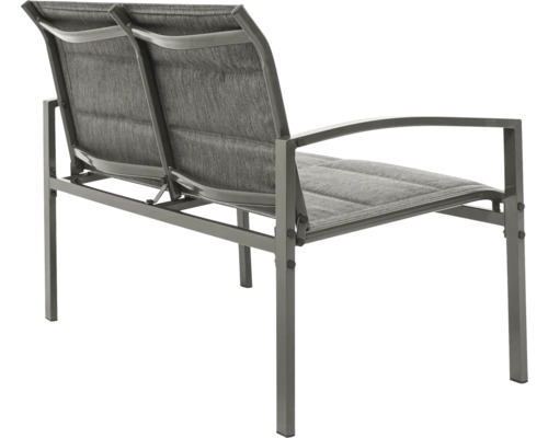 Banc de jardin pour deux personnes avec revêtement textile et accoudoirs