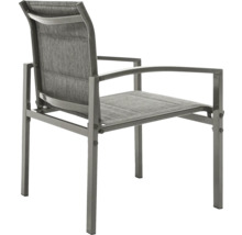 Chaise de jardin avec accoudoirs en métal et revêtement textile