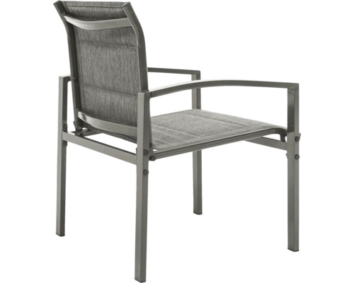 Chaise de jardin avec accoudoirs en métal et revêtement textile