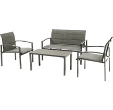 Ensemble de meubles de jardin avec deux chaises, un banc et une table