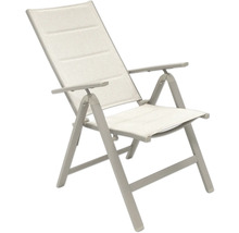 Chaise de jardin réglable avec accoudoirs et revêtement textile