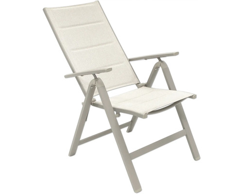 Chaise de jardin réglable avec accoudoirs et revêtement textile