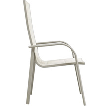 Chaise de jardin avec accoudoirs en métal et textile