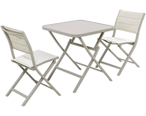 Groupe de table de jardin avec table pliante et deux chaises pliantes