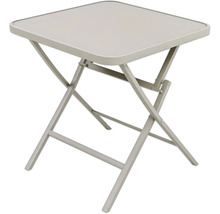 Klapptisch mit quadratischer Tischplatte und Metallgestell