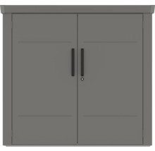 Armoire à outils grise avec double porte et poignées