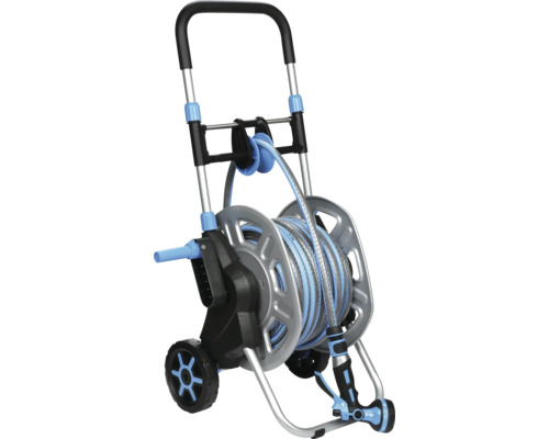 Chariot dévidoir avec tuyau d'arrosage et pistolet d'arrosage