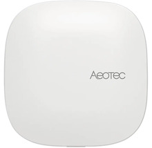 Centrale Aeotec Smart Home Hub carrée en plastique avec coins arrondis et Aeotec Logo.