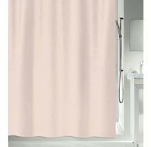 Rideau de douche rose dans la salle de bain