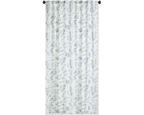 Vorhang mit Universalband Valencia weiß grün 140x255 cm Gardine mit floralem Muster für Fensterdekoration