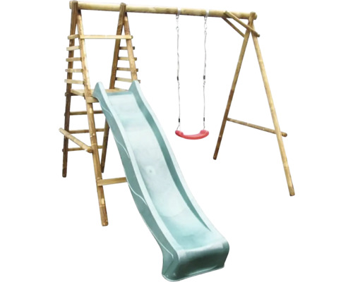 Aire de jeux avec échelle, toboggan et balançoire pour l'extérieur