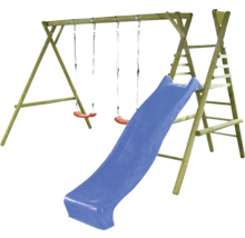 Balancoire en bois avec toboggan et échelle pour le jardin