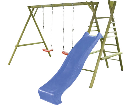 Balancoire en bois avec toboggan et échelle pour le jardin