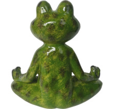 Figurine de grenouille verte en position méditative
