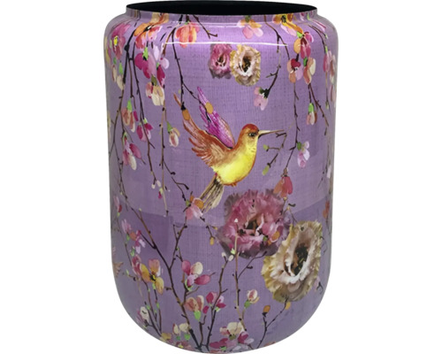 Blumentopf Blumenvase Vogel Metall 47 x 47 x 62 cm lila Dekorative Vase mit floralem und Vogelmuster