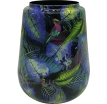 Dekorative Blumenvase mit Vogel- und Pflanzenmuster