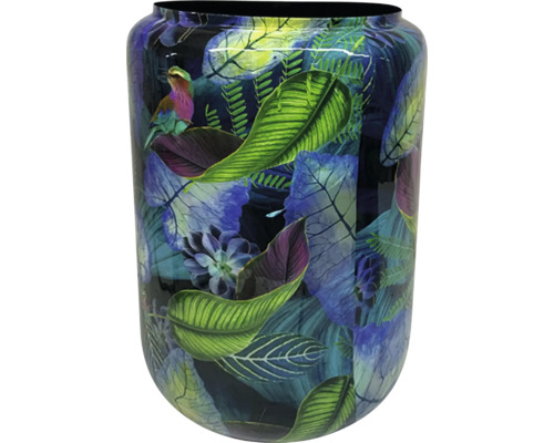 Dekorative Vase mit Blatt- und Vogelmuster