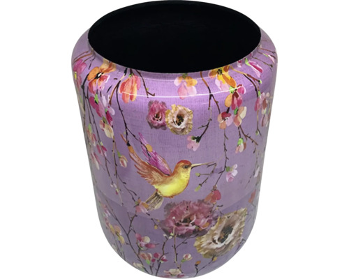 Dekorative Mülltonne mit Blumen- und Vogelmuster