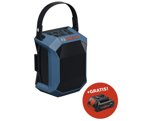 Radio de chantier sans fil Bosch GPB 18V-2 SC DAB+ + GRATUIT batterie Bosch Professional ProCORE18V 4,0 Ah Radio de chantier Bosch avec poignée de transport et batterie supplémentaire