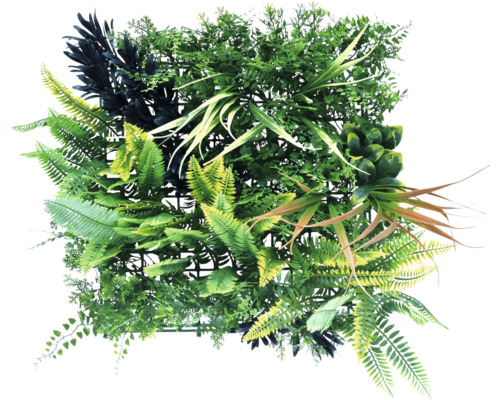 Mur végétal artificiel Aurora 38 x 38 cm Mur végétal artificiel avec différents tons de vert et textures de feuilles.