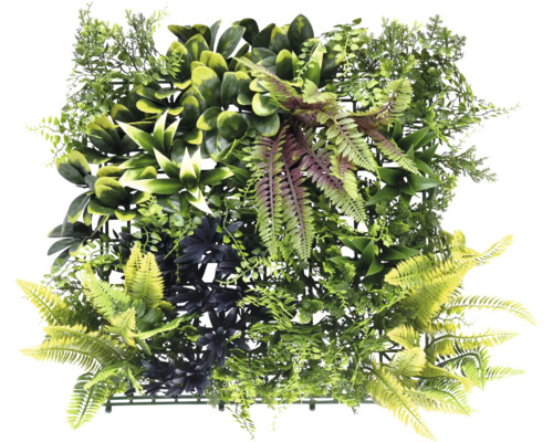 Künstliche Pflanzenwand mit verschiedenen Grünpflanzen Künstliche Pflanzenwand mit verschiedenen Grünpflanzen