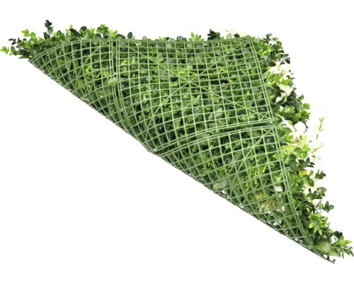 Tapis de plantes artificielles avec feuilles vertes et fleurs blanches