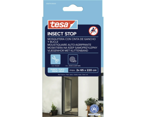 Tesa Insect Stop Moustiquaire avec fermeture auto-agrippante pour portes, dimension maximale 2x 65 x 220 cm