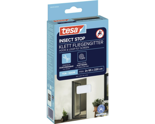 Moustiquaire velcro Tesa Insect Stop pour portes, ruban velcro inclus, taille maximale 2x 65 x 220 cm