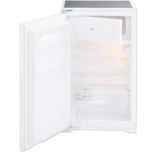 Réfrigérateur blanc ouvert avec compartiments intérieurs