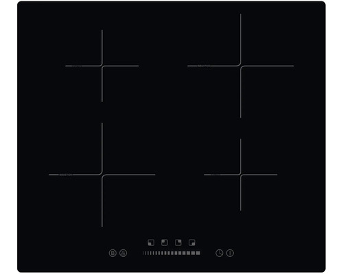 Plaque à induction avec quatre zones de cuisson et panneau de commande